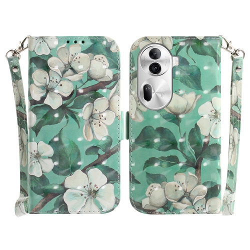 

For OPPO Reno11 Pro 5G Global 3D Colored Horizontal Flip Leather Phone Case(Watercolor Flower)
