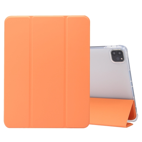 

3-folding Electric Pressed Skin Texture Leather Smart Tablet Case For iPad Pro 11 2022/2021/2020(Orange)