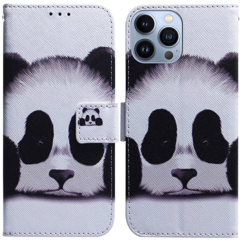 

For iPhone 15 Pro Max Coloured Drawing Flip Leather Phone Case(Panda)