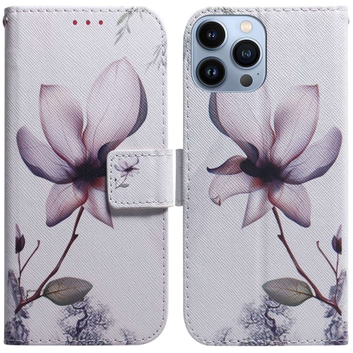 

For iPhone 15 Pro Max Coloured Drawing Flip Leather Phone Case(Magnolia)