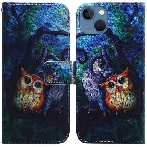 

For iPhone 15 Plus Coloured Drawing Flip Leather Phone Case(Oil Painting Owl)