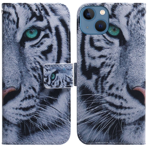 

For iPhone 15 Coloured Drawing Flip Leather Phone Case(Tiger)