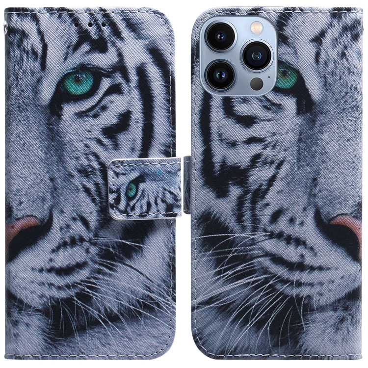 

For iPhone 14 Pro Max Coloured Drawing Flip Leather Phone Case(Tiger)