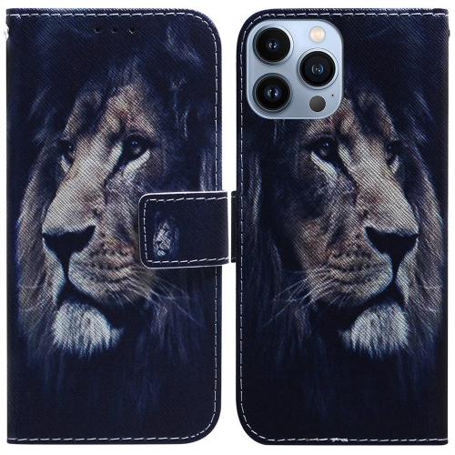 

For iPhone 14 Pro Max Coloured Drawing Flip Leather Phone Case(Lion)