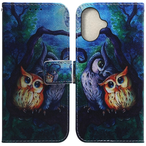 

For iPhone 16 Coloured Drawing Flip Leather Phone Case(Oil Painting Owl)