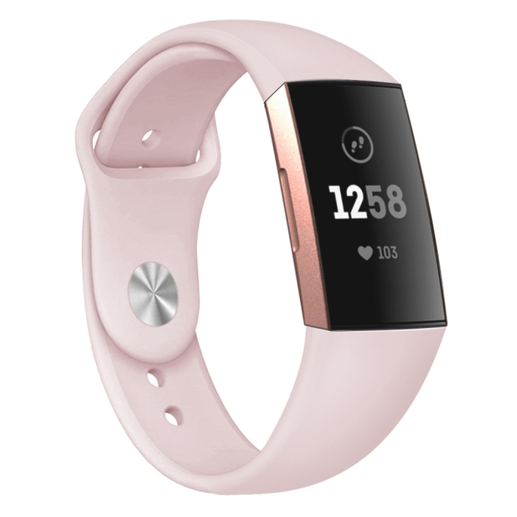 

For Fitbit Charge 3 18mm Solid Color Silicone Watch Band A(Sand Powder)