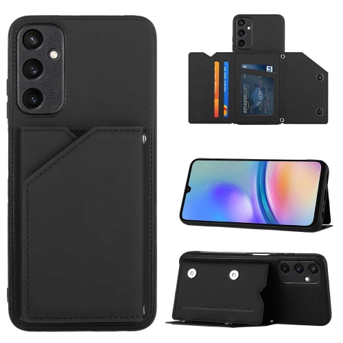 

For Samsung Galaxy A05s Skin Feel PU + TPU + PC Card Slots Phone Case(Black)