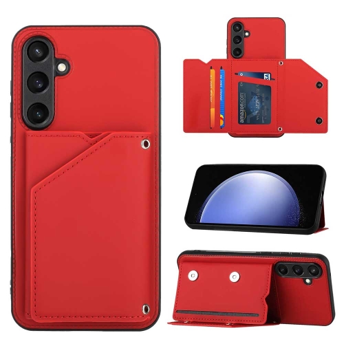 

For Samsung Galaxy S23 FE 5G Skin Feel PU + TPU + PC Card Slots Phone Case(Red)