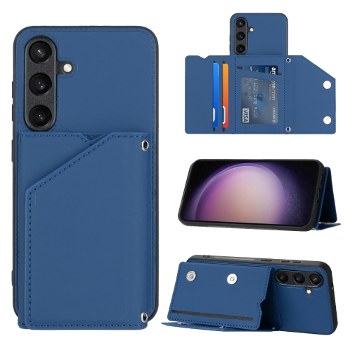 

For Samsung Galaxy S24 5G Skin Feel PU + TPU + PC Card Slots Phone Case(Royal Blue)