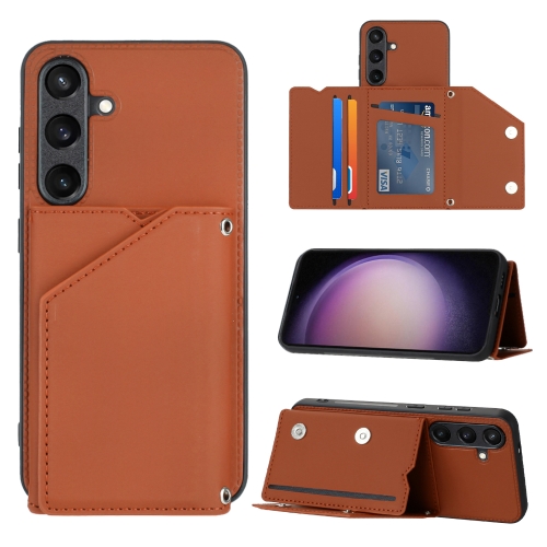

For Samsung Galaxy S24+ 5G Skin Feel PU + TPU + PC Card Slots Phone Case(Brown)