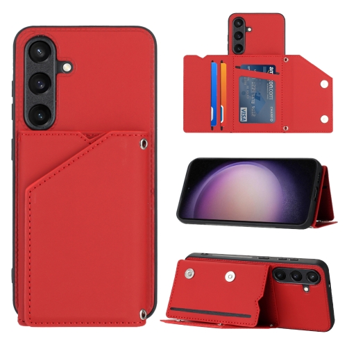 

For Samsung Galaxy S24+ 5G Skin Feel PU + TPU + PC Card Slots Phone Case(Red)