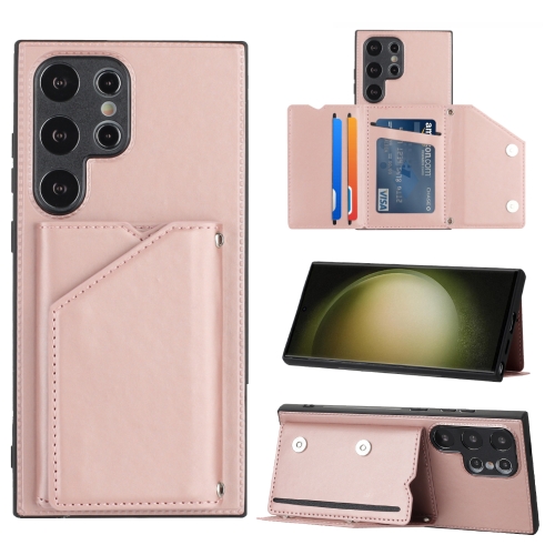 

For Samsung Galaxy S24 Ultra 5G Skin Feel PU + TPU + PC Card Slots Phone Case(Rose Gold)