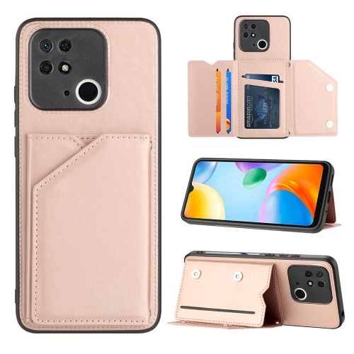 

For Xiaomi Redmi 10C Skin Feel PU + TPU + PC Card Slots Phone Case(Rose Gold)