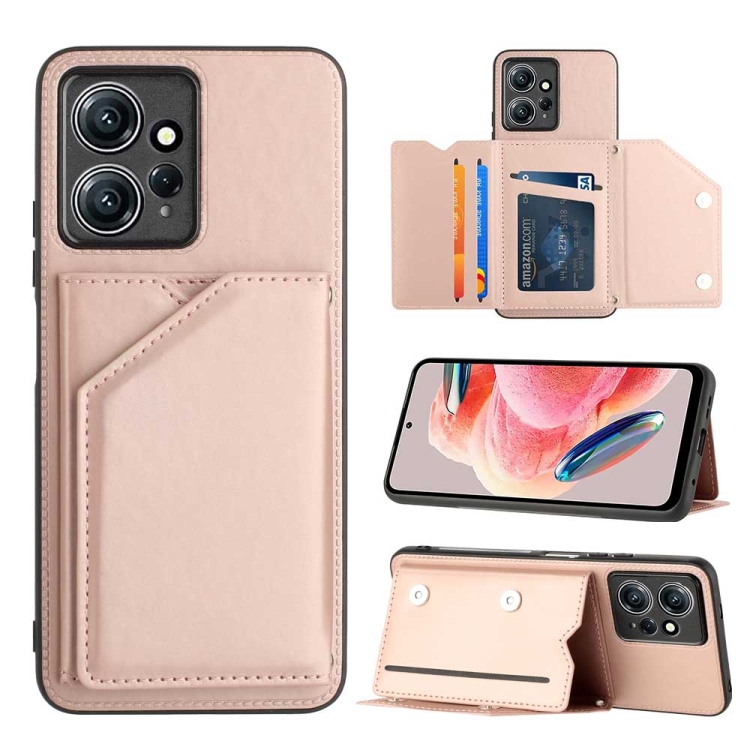

For Xiaomi Redmi Note 12 4G Skin Feel PU + TPU + PC Card Slots Phone Case(Rose Gold)