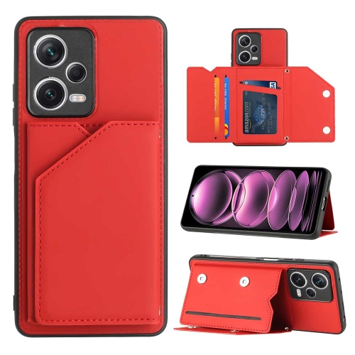

For Xiaomi Redmi Note 12 / Poco X5 5G Skin Feel PU + TPU + PC Card Slots Phone Case(Red)