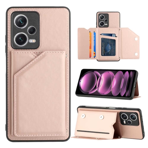 

For Xiaomi Redmi Note 12 / Poco X5 5G Skin Feel PU + TPU + PC Card Slots Phone Case(Rose Gold)