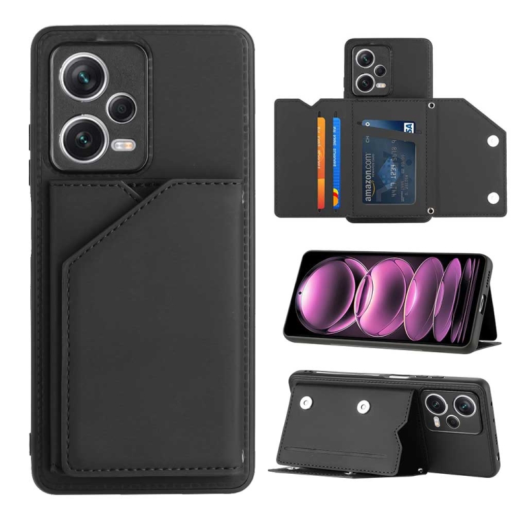 

For Xiaomi Redmi Note 12 Pro 5G Skin Feel PU + TPU + PC Card Slots Phone Case(Black)