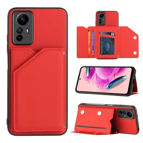 

For Xiaomi Redmi Note 12S 4G Skin Feel PU + TPU + PC Card Slots Phone Case(Red)
