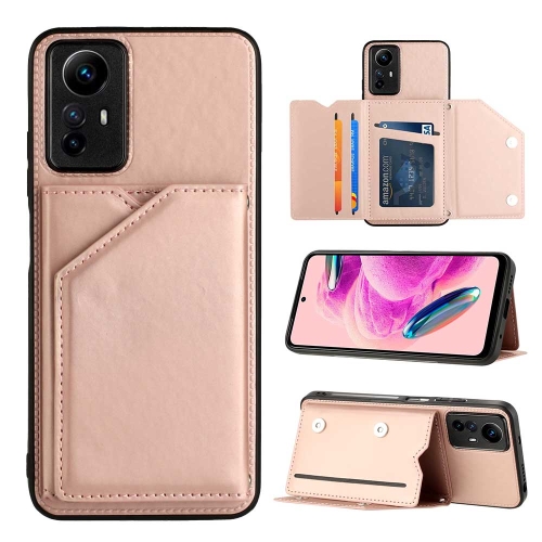 

For Xiaomi Redmi Note 12S 4G Skin Feel PU + TPU + PC Card Slots Phone Case(Rose Gold)