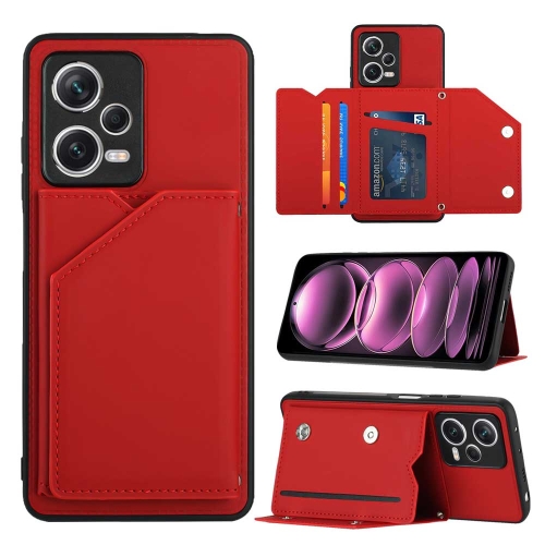 

For Xiaomi Redmi Note 12 Pro+ 5G Global Skin Feel PU + TPU + PC Card Slots Phone Case(Red)