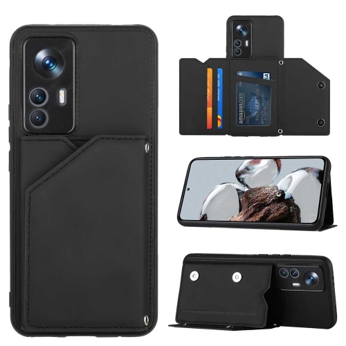 

For Xiaomi Redmi K50 Ultra/12T/12T Pro Skin Feel PU + TPU + PC Card Slots Phone Case(Black)