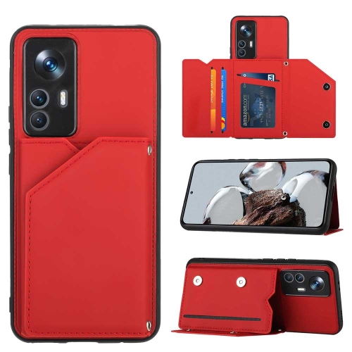 

For Xiaomi Redmi K50 Ultra/12T/12T Pro Skin Feel PU + TPU + PC Card Slots Phone Case(Red)