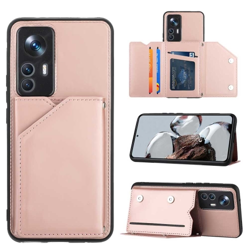 

For Xiaomi Redmi K50 Ultra/12T/12T Pro Skin Feel PU + TPU + PC Card Slots Phone Case(Rose Gold)