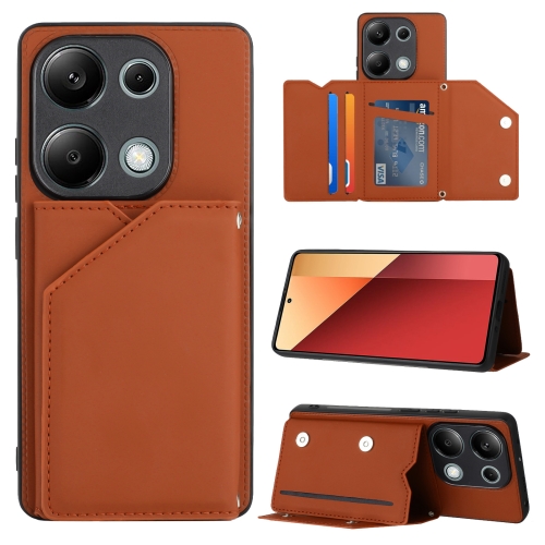 

For Xiaomi Redmi Note 13 Pro 4G Global Skin Feel PU + TPU + PC Card Slots Phone Case(Brown)