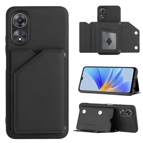 

For OPPO A58 / A78 5G Skin Feel PU + TPU + PC Card Slots Phone Case(Black)