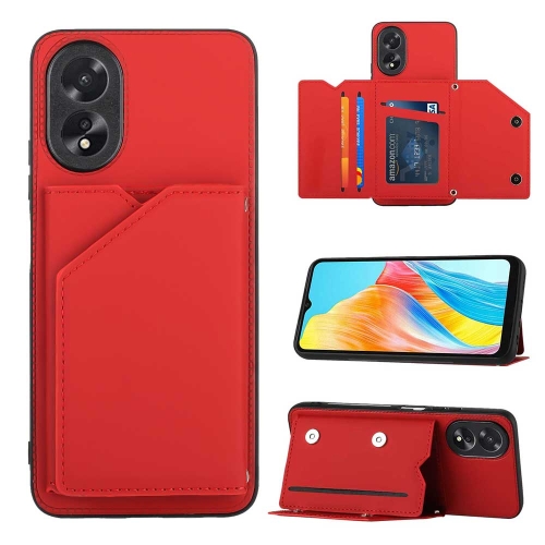 

For OPPO A38 4G/A18 4G Skin Feel PU + TPU + PC Card Slots Phone Case(Red)