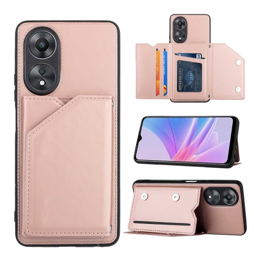 

For OPPO A58 4G Skin Feel PU + TPU + PC Card Slots Phone Case(Rose Gold)