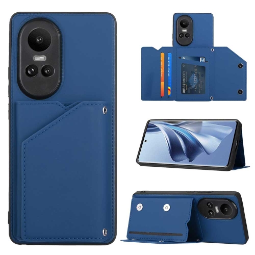 

For OPPO Reno10/Reno10 Pro Global Skin Feel PU + TPU + PC Card Slots Phone Case(Royal Blue)