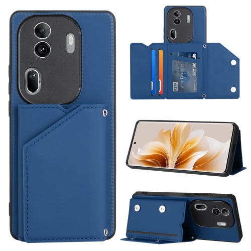 

For OPPO Reno11 Pro Global Skin Feel PU + TPU + PC Card Slots Phone Case(Royal Blue)