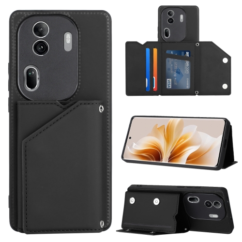 

For OPPO Reno11 Pro Global Skin Feel PU + TPU + PC Card Slots Phone Case(Black)