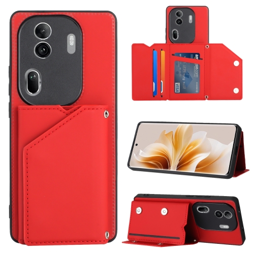 

For OPPO Reno11 Pro Global Skin Feel PU + TPU + PC Card Slots Phone Case(Red)