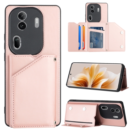 

For OPPO Reno11 Pro Global Skin Feel PU + TPU + PC Card Slots Phone Case(Rose Gold)