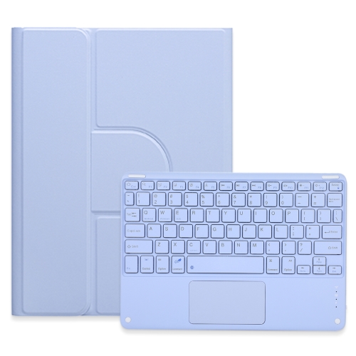 

For iPad 10.2 2021 / Air 2019 Square Button 360 Degree Rotatable Bluetooth Keyboard Leather Case with Touchpad(Light Purple)