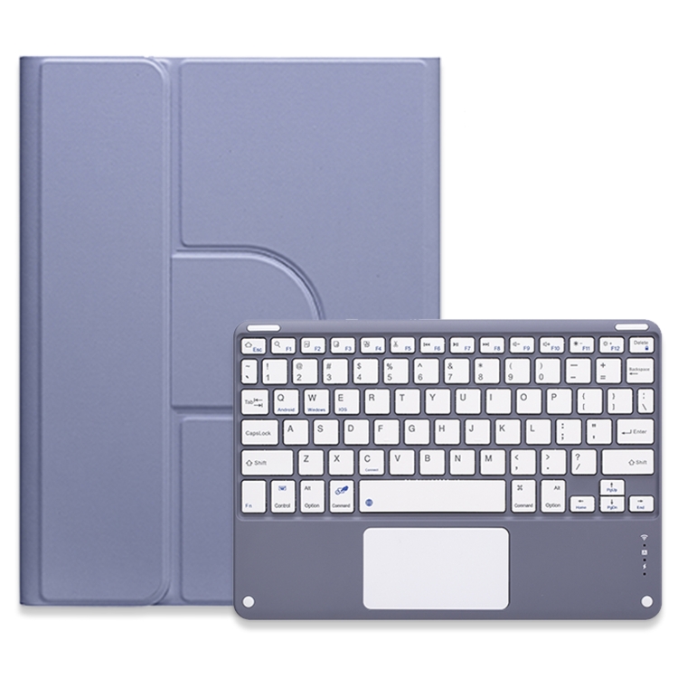 

For iPad Air 2022 / iPad Pro 11 2021 Square Button 360 Degree Rotatable Bluetooth Keyboard Leather Case with Touchpad(Lavender Purple)