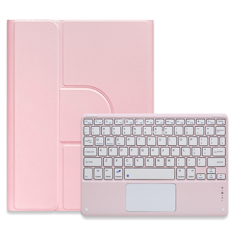 

For iPad Air 2022 / iPad Pro 11 2021 Square Button 360 Degree Rotatable Bluetooth Keyboard Leather Case with Touchpad(Pink)