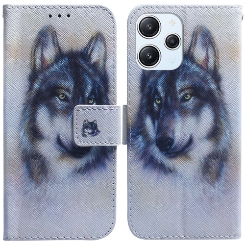 

For Xiaomi Redmi 12 Coloured Drawing Flip Leather Phone Case(White Wolf)