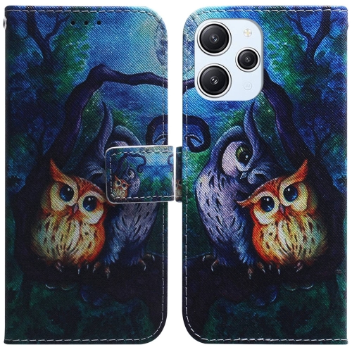 

For Xiaomi Redmi 12 Coloured Drawing Flip Leather Phone Case(Oil Painting Owl)