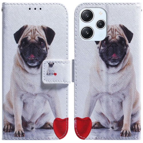 

For Xiaomi Redmi 12 Coloured Drawing Flip Leather Phone Case(Pug)