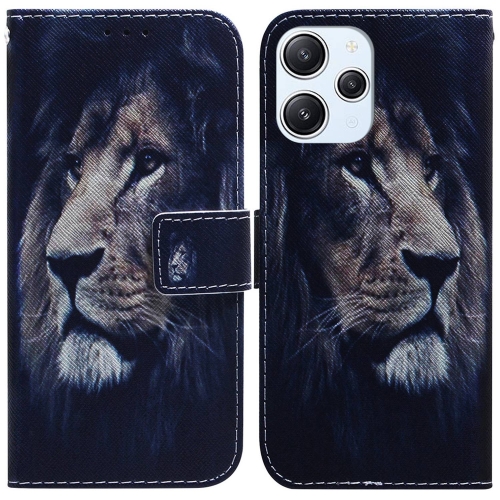 

For Xiaomi Redmi 12 Coloured Drawing Flip Leather Phone Case(Lion)