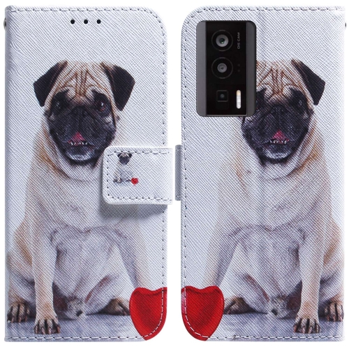 

For Xiaomi Poco F5 Pro / Redmi K60 Coloured Drawing Flip Leather Phone Case(Pug)