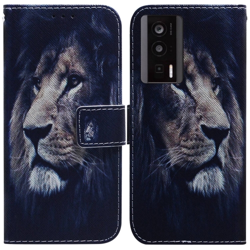 

For Xiaomi Poco F5 Pro / Redmi K60 Coloured Drawing Flip Leather Phone Case(Lion)