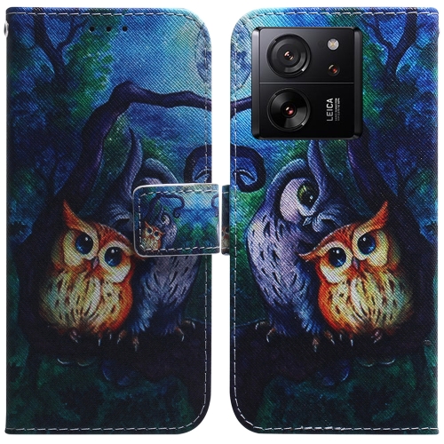 

For Xiaomi 13T / 13T Pro / Redmi K60 Ultra Coloured Drawing Flip Leather Phone Case(Oil Painting Owl)