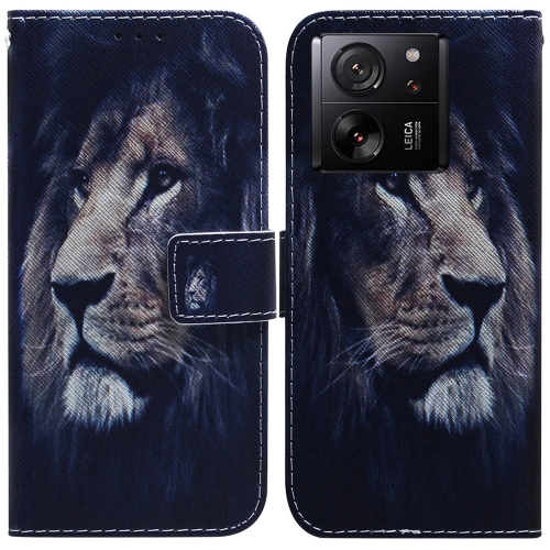 

For Xiaomi 13T / 13T Pro / Redmi K60 Ultra Coloured Drawing Flip Leather Phone Case(Lion)