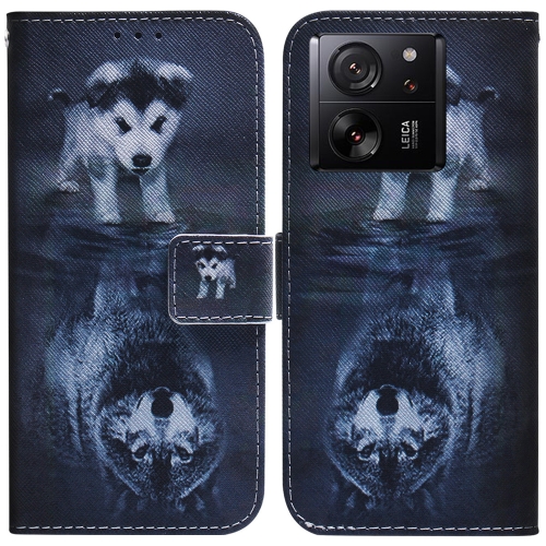 

For Xiaomi 13T / 13T Pro / Redmi K60 Ultra Coloured Drawing Flip Leather Phone Case(Wolf and Dog)