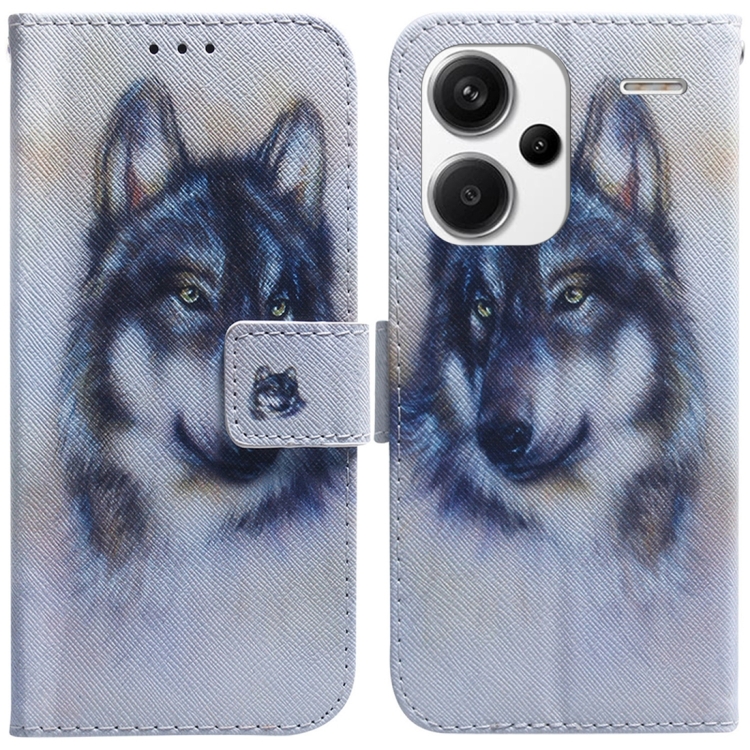 

For Xiaomi Redmi Note 13 Pro+ 5G Coloured Drawing Flip Leather Phone Case(White Wolf)