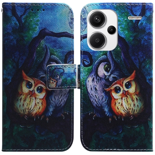

For Xiaomi Redmi Note 13 Pro+ 5G Coloured Drawing Flip Leather Phone Case(Oil Painting Owl)